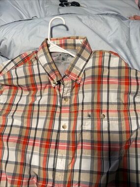 G.H. Bass & Co. Button-Down Plaid Shirt in Beige, Red & Navy
